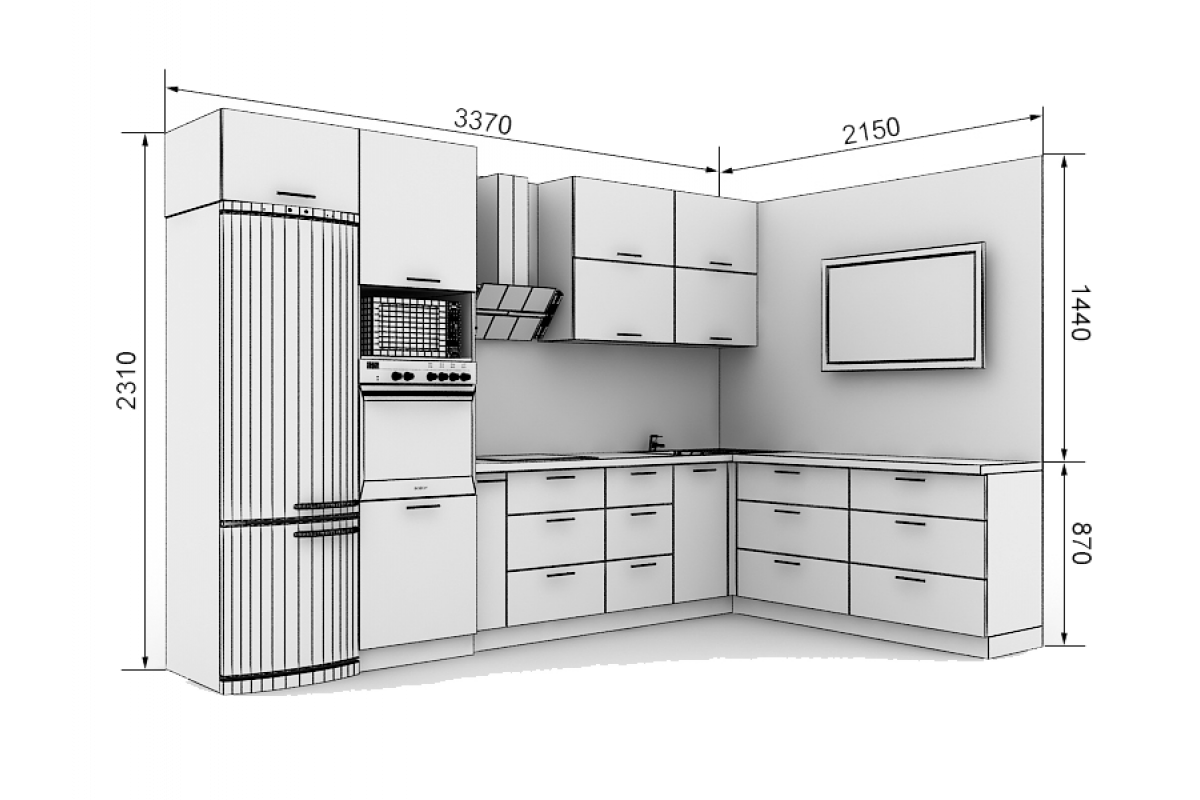 Размеры кухонных шкафов: оптимальная высота и ширина кухонного гарнитура
