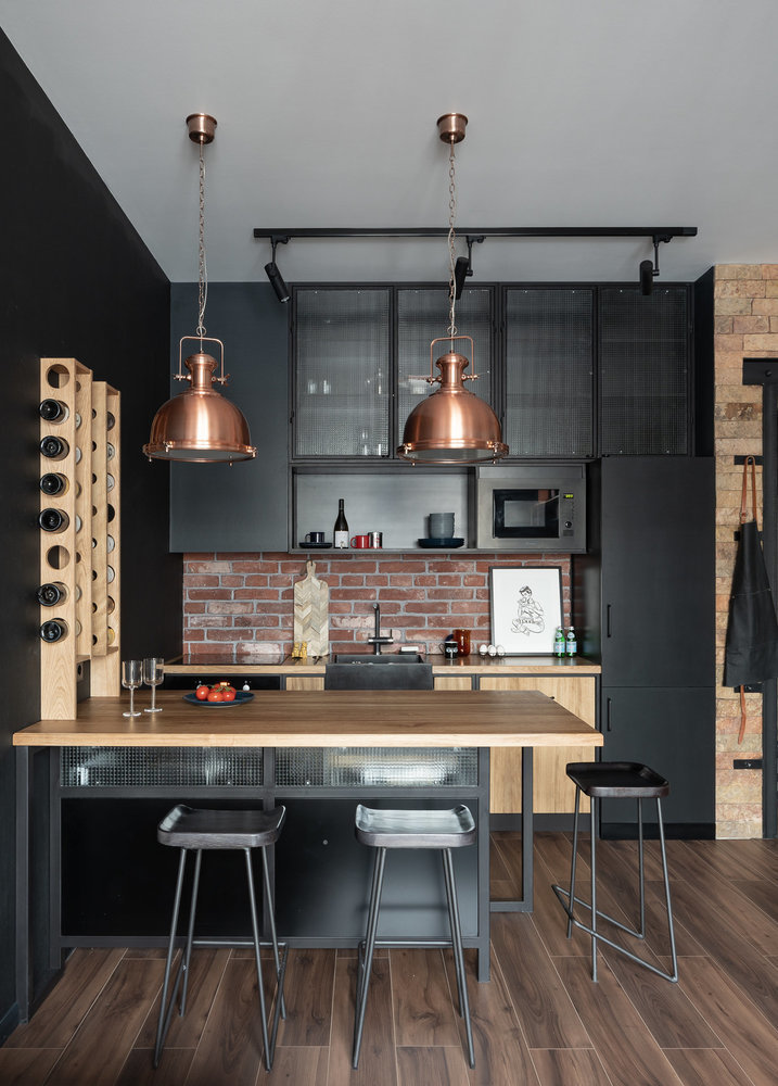 Дизайн кухни в стиле лофт: 57 реальных фото планировки интерьера