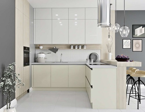 Белая глянцевая кухня в современном стиле