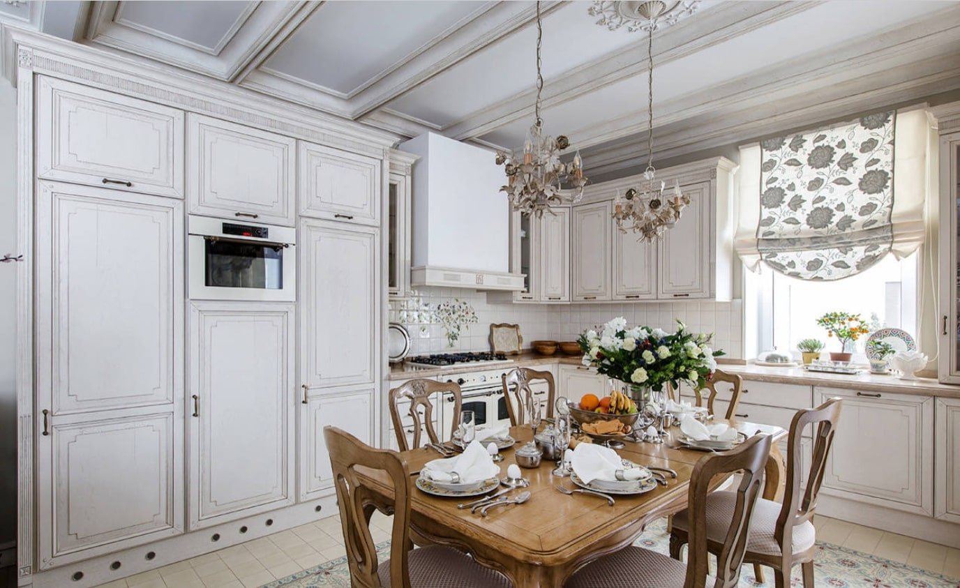 белая кухня в стиле прованс интерьер